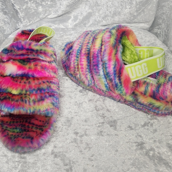 Ugg Fluff Yeah Pixelate Slide Slipper - Size 6 - Picture 3 of 9